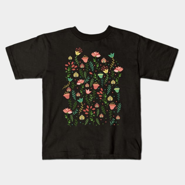 Flowers and ladybugs Kids T-Shirt by JuliaBadeeva